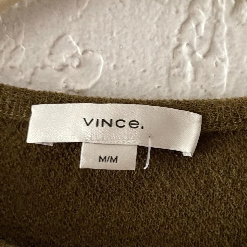 Vince Wool Blend T-Shirt Top Long Sleeve Crewneck Knit Layering Pullover Green - Picture 8 of 8